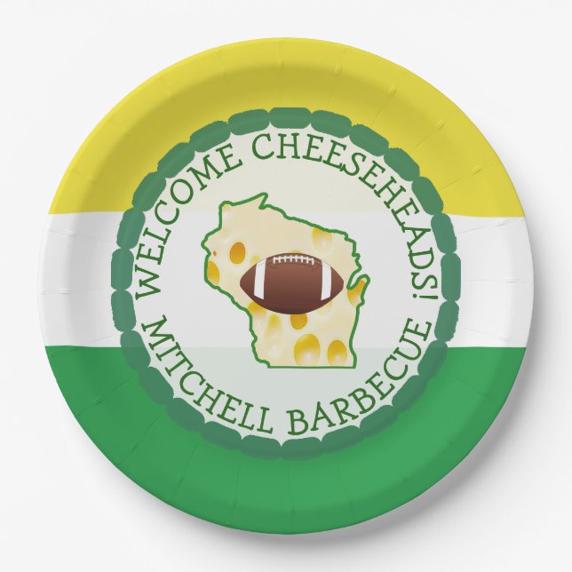 Personalised Football Cheese Head Paper Plates (Front)