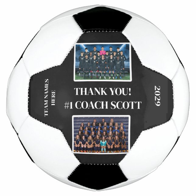Personalised Football Coach Team 2 Photo Thank You (Front)