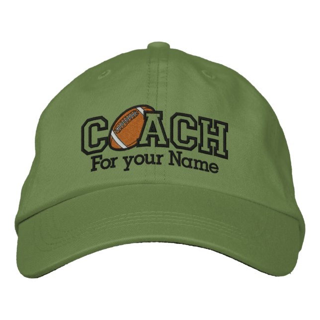 Personalised Football Coach with your name Embroidered Hat (Front)