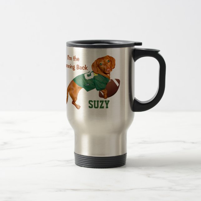 Personalised Football Dachshund Mugs (Right)