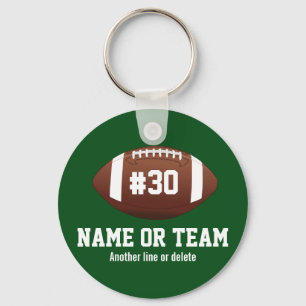 Personalised Football Design Name, Number, Team Key Ring