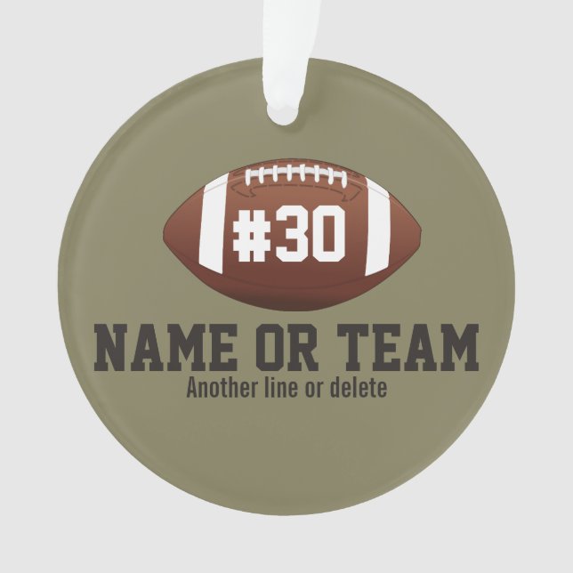 Personalised Football Design Name, Number, Team Ornament (Front)
