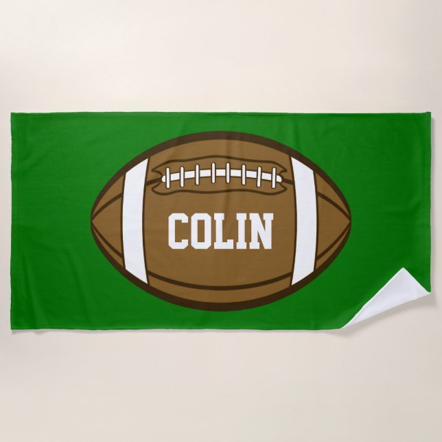 Personalised Football for Boys who love Sports Beach Towel (Front)