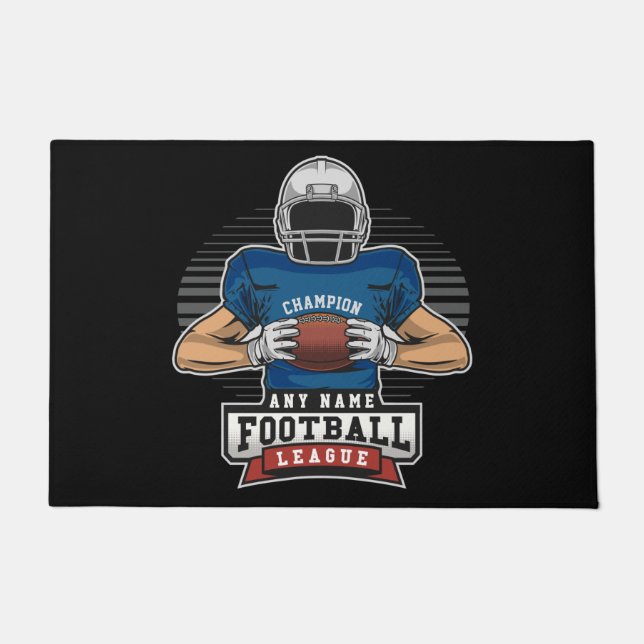 Personalised Football League Player Team Champ  Doormat (Front)