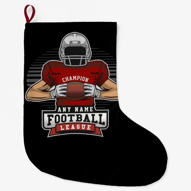 Personalised Football League Player Team Champ  Large Christmas Stocking (Front)