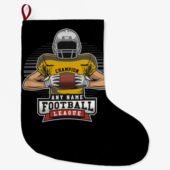 Personalised Football League Player Team Champ  Large Christmas Stocking (Front)