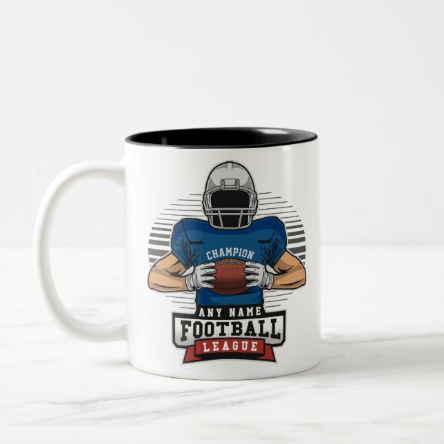 Personalised Football League Player Team Champ  Two-Tone Coffee Mug (Left)
