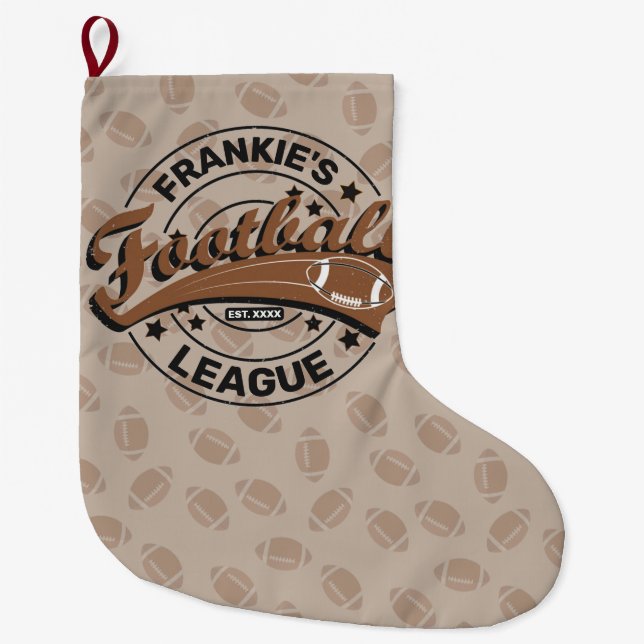 Personalised Football League Player Team  Large Christmas Stocking (Front)