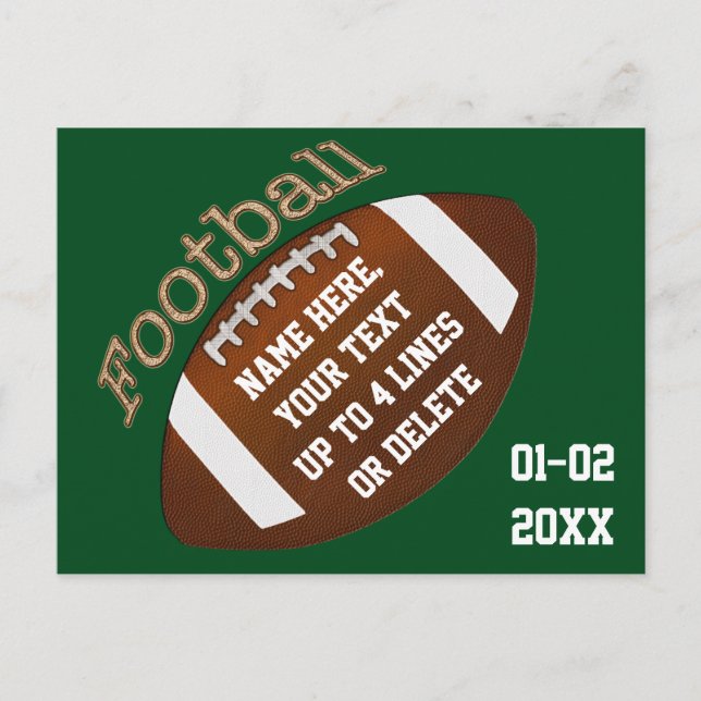 Personalised Football Party Invites any COLOR TEXT (Front)