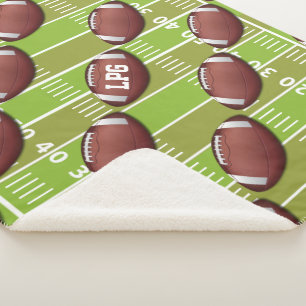 Personalised Football Pattern on Sports Field Sherpa Blanket