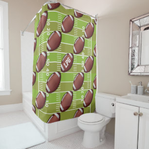Personalised Football Pattern on Sports Field Shower Curtain