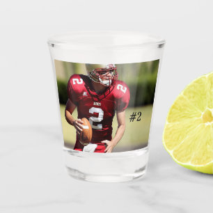 Personalised Football Photo and Number Shot Glass