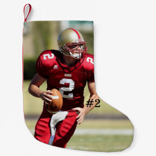 Personalised Football Photo and Number Small Christmas Stocking