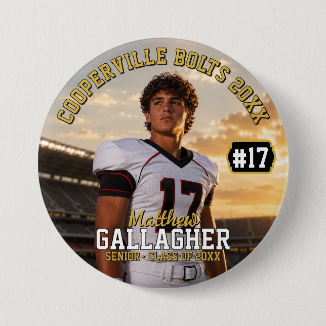 Personalised Football Photo Button (Front)