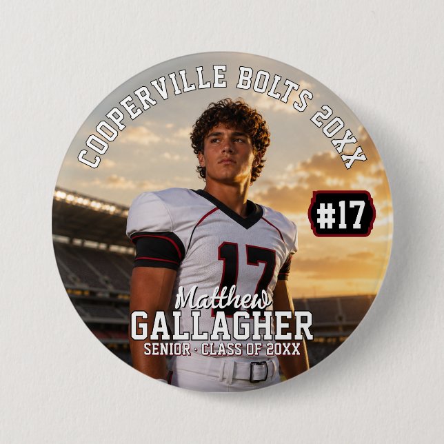 Personalised Football Photo Button (Front)