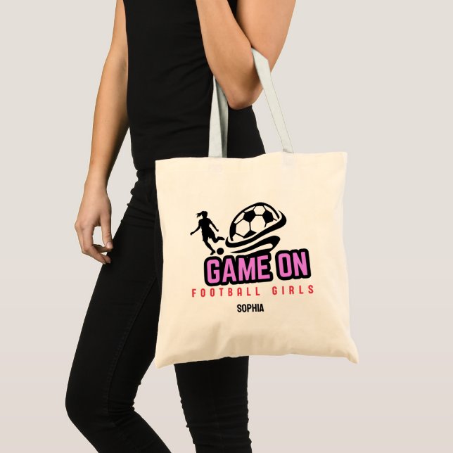 Personalised Football Player Girl, Football Team  Tote Bag (Front (Product))