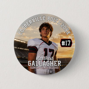 Personalised Football Player Photo 6 Cm Round Badge