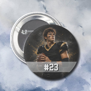 Personalised Football Player Photo & Number 3 Cm Round Badge