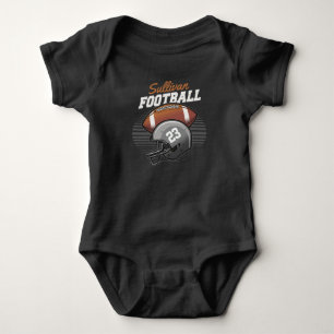 Personalised Football Player Team Number Helmet Baby Bodysuit