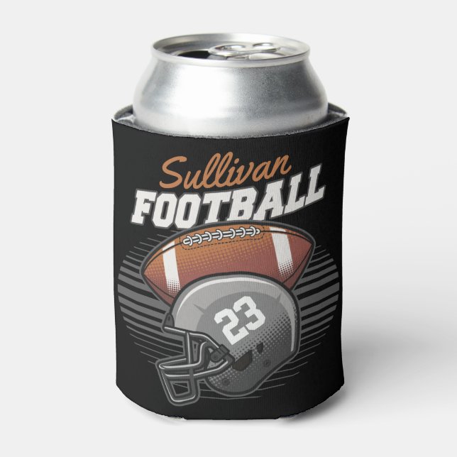 Personalised Football Player Team Number Helmet  Can Cooler (Can Front)