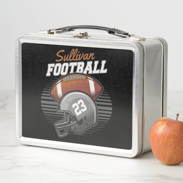 Personalised Football Player Team Number Helmet  Metal Lunch Box (In Situ)