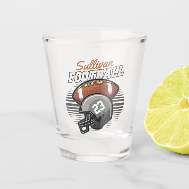 Personalised Football Player Team Number Helmet  Shot Glass (Front)