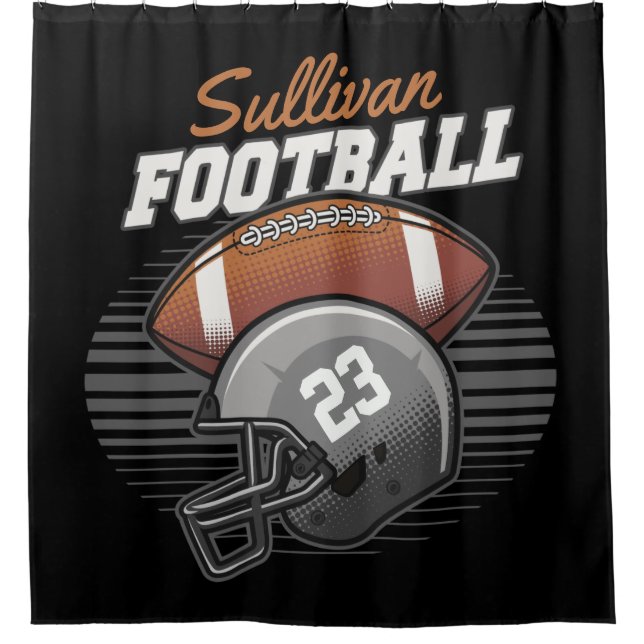 Personalised Football Player Team Number Helmet  Shower Curtain (Front)