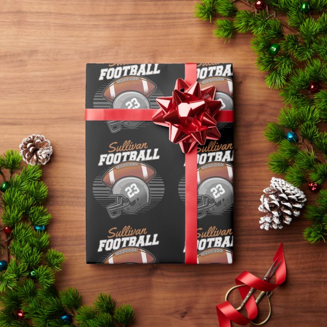 Personalised Football Player Team Number Helmet  Wrapping Paper (Holiday Gift)