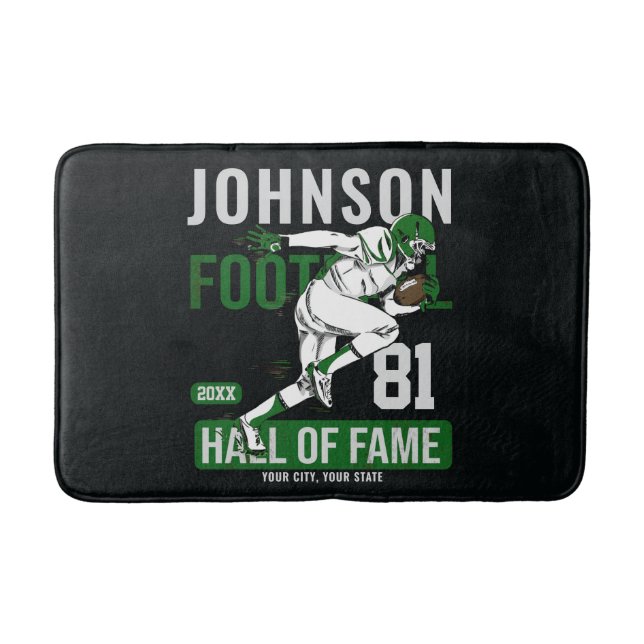 Personalised Football PLAYER Team NUMBER Sports Bath Mat (Front)