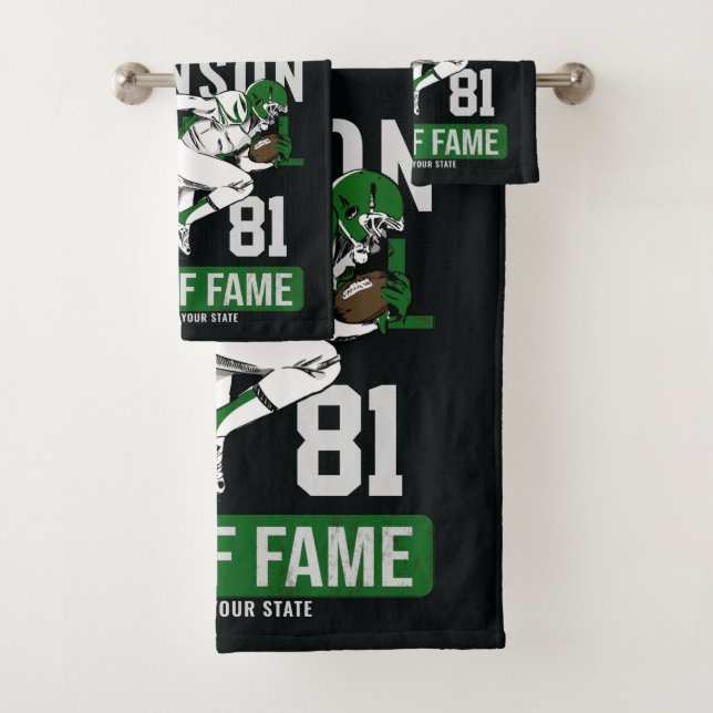 Personalised Football PLAYER Team NUMBER Sports  Bath Towel Set (Insitu)