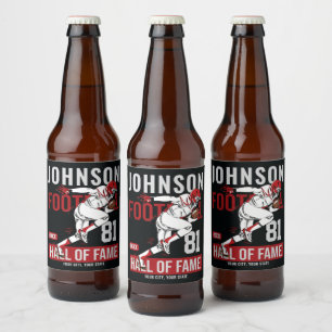 Personalised Football PLAYER Team NUMBER Sports  Beer Bottle Label