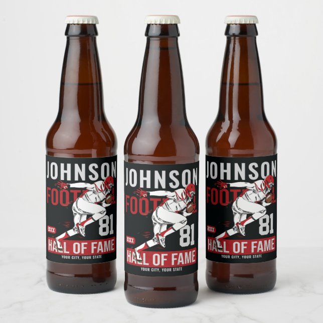 Personalised Football PLAYER Team NUMBER Sports  Beer Bottle Label (Bottles)