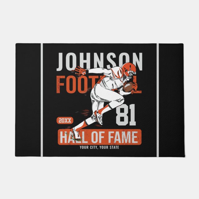 Personalised Football PLAYER Team NUMBER Sports  Doormat (Front)