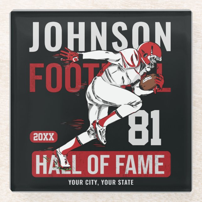 Personalised Football PLAYER Team NUMBER Sports Glass Coaster (Front)