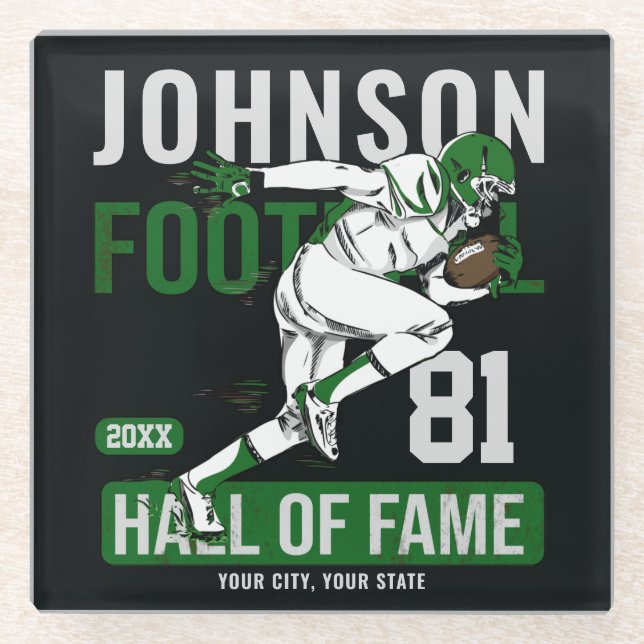 Personalised Football PLAYER Team NUMBER Sports  Glass Coaster (Front)