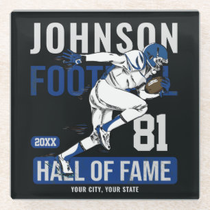 Personalised Football PLAYER Team NUMBER Sports Glass Coaster