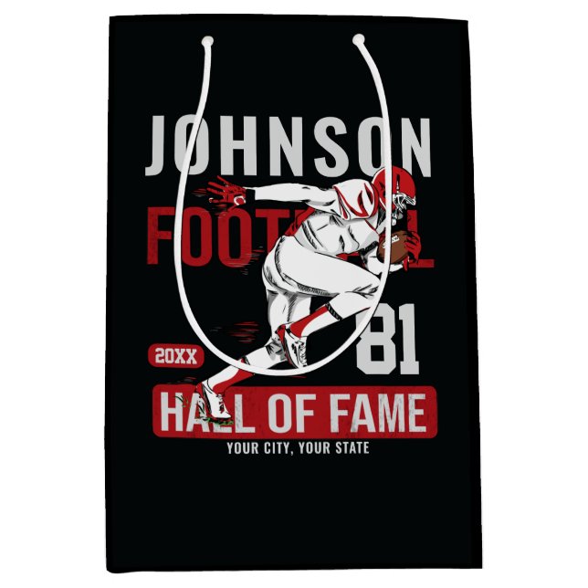 Personalised Football PLAYER Team NUMBER Sports  Medium Gift Bag (Front)