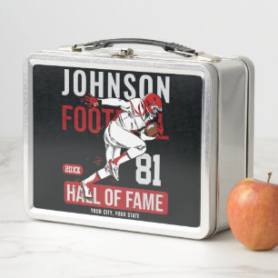 Personalised Football PLAYER Team NUMBER Sports  Metal Lunch Box