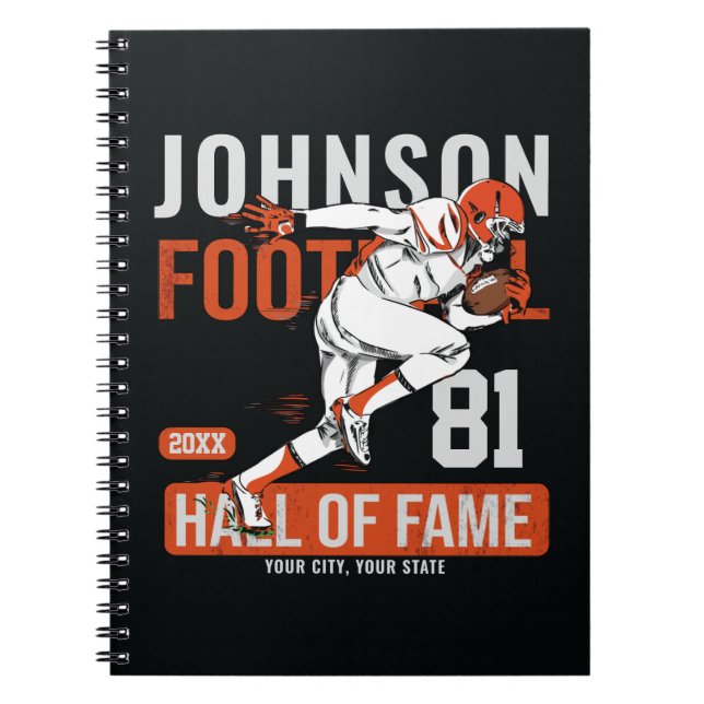 Personalised Football PLAYER Team NUMBER Sports  Notebook (Front)