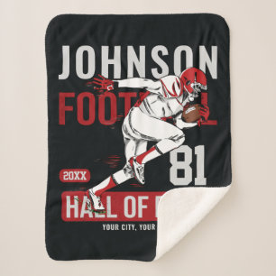 Personalised Football PLAYER Team NUMBER Sports Sherpa Blanket