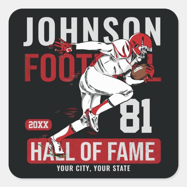 Personalised Football PLAYER Team NUMBER Sports   Square Sticker (Front)