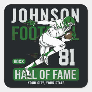 Personalised Football PLAYER Team NUMBER Sports Square Sticker