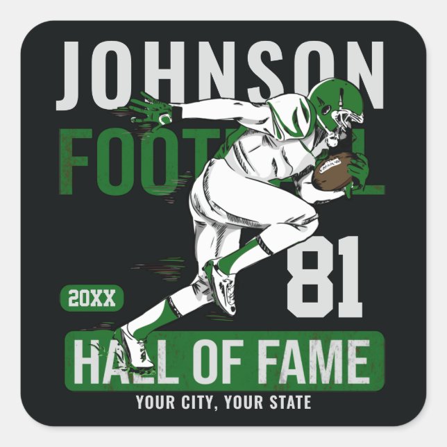 Personalised Football PLAYER Team NUMBER Sports   Square Sticker (Front)