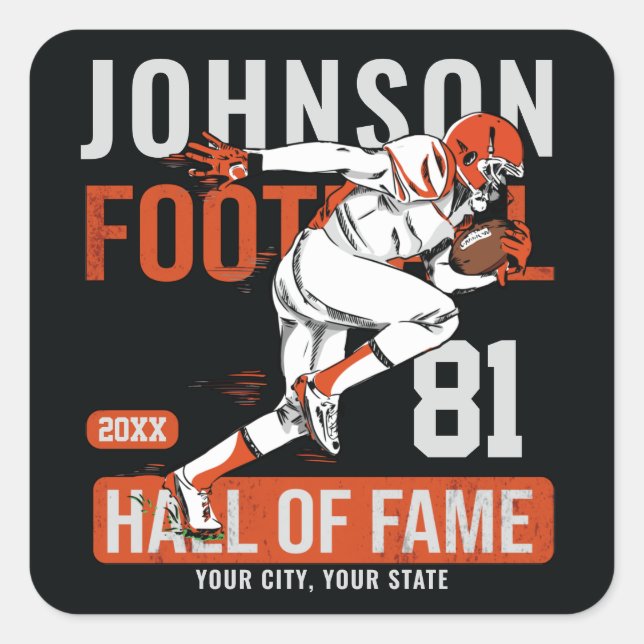 Personalised Football PLAYER Team NUMBER Sports   Square Sticker (Front)