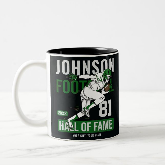 Personalised Football PLAYER Team NUMBER Sports  Two-Tone Coffee Mug (Left)