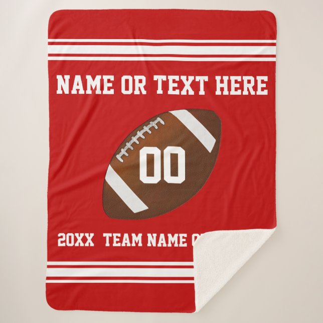 Personalised Football Senior Gifts Colours, Text Sherpa Blanket (Front)
