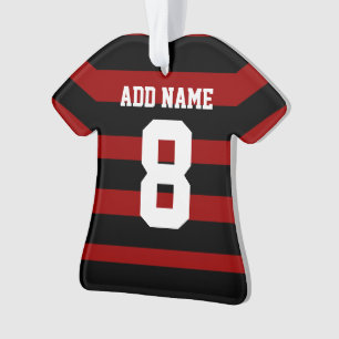 Personalised Football soccer shirt Red Black hoops Ornament