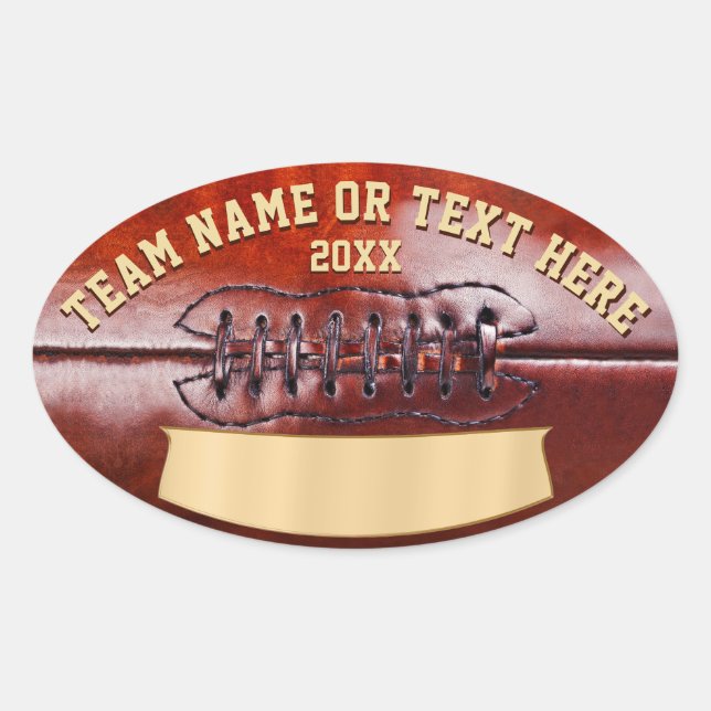 Personalised Football Stickers, Your Text, Blank Oval Sticker (Front)