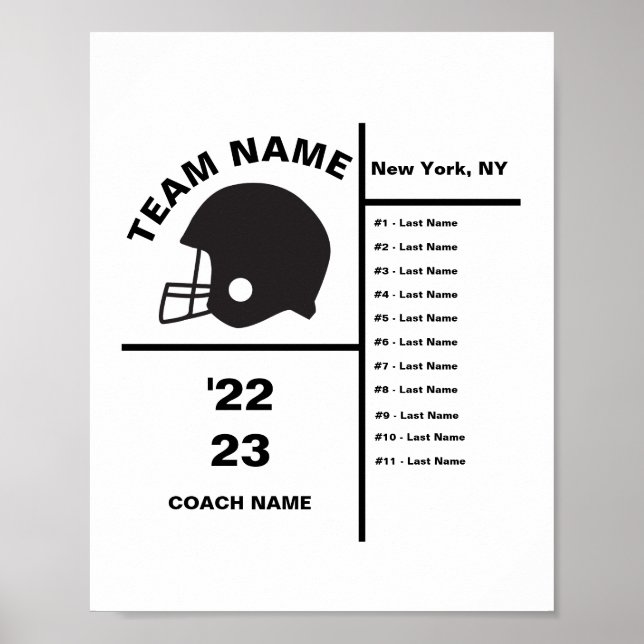 Personalised Football Team With Players Poster (Front)