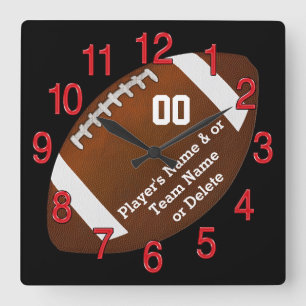 Personalised Football Wall Clock, Your TEXT, COLOR Square Wall Clock
